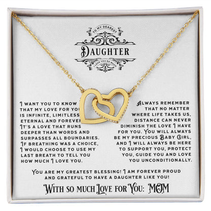 JGF Jewelry Gifts for Family: Double Heart Necklace Pendant with Crystal Zircon Jewelry Gift for Daughter from Mom