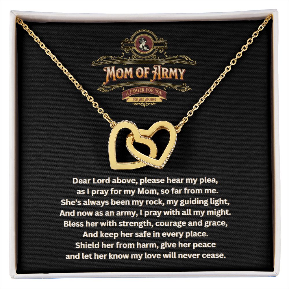 JGF Jewelry Gifts for Family | Double Heart Pendant Necklace for Mom of Army | Prayer Gift Ideas for Mother of Military