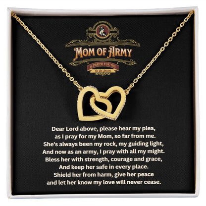 JGF Jewelry Gifts for Family | Double Heart Pendant Necklace for Mom of Army | Prayer Gift Ideas for Mother of Military