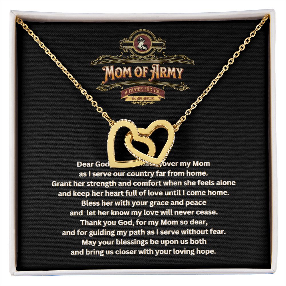 JGF Jewelry Gifts for Family |US Army Mom Double Hearts Necklace for Women | Thoughts and Prayers Gift Box Ideas