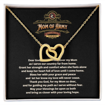 JGF Jewelry Gifts for Family |US Army Mom Double Hearts Necklace for Women | Thoughts and Prayers Gift Box Ideas
