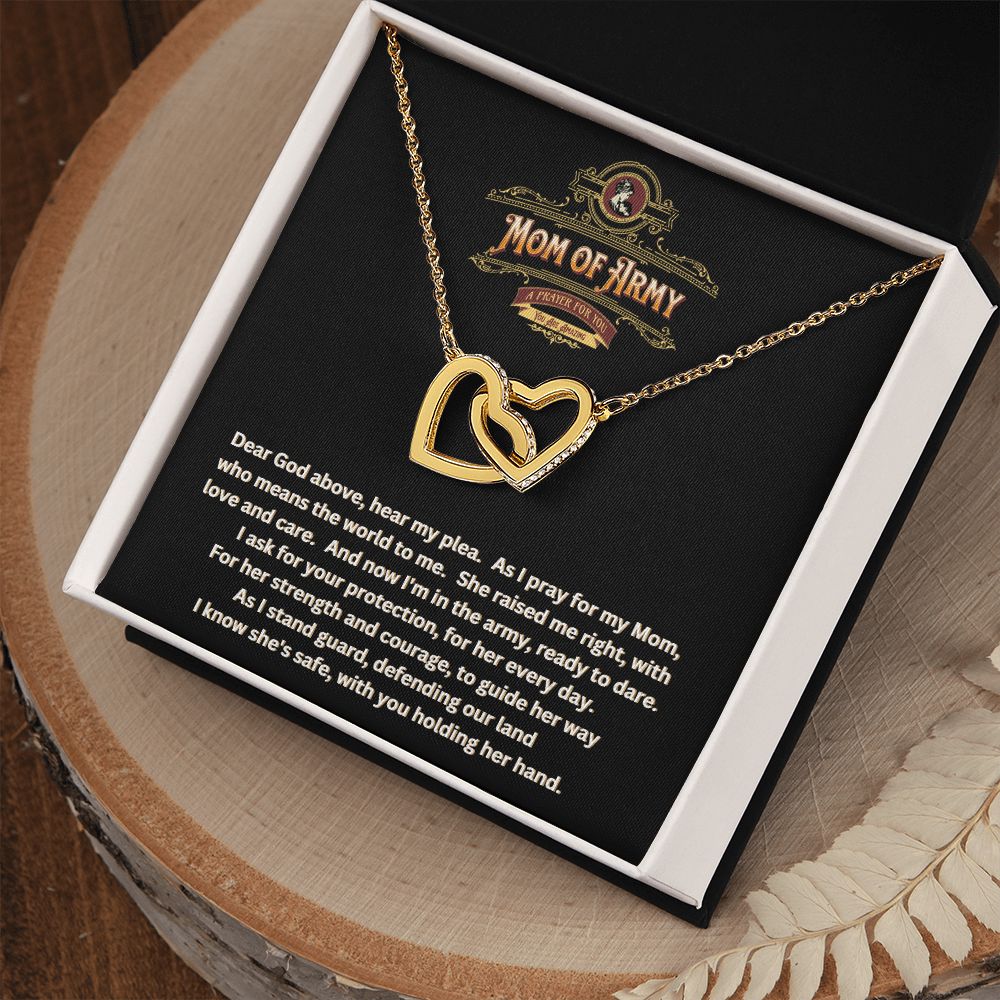 JGF Jewelry Gifts for Family | A Prayer for My Mom of Army  | Two Tone Hearts Pendant Necklace Gift Ideas