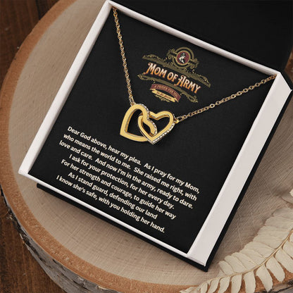 JGF Jewelry Gifts for Family | A Prayer for My Mom of Army  | Two Tone Hearts Pendant Necklace Gift Ideas