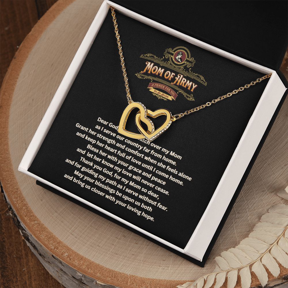 JGF Jewelry Gifts for Family |US Army Mom Double Hearts Necklace for Women | Thoughts and Prayers Gift Box Ideas