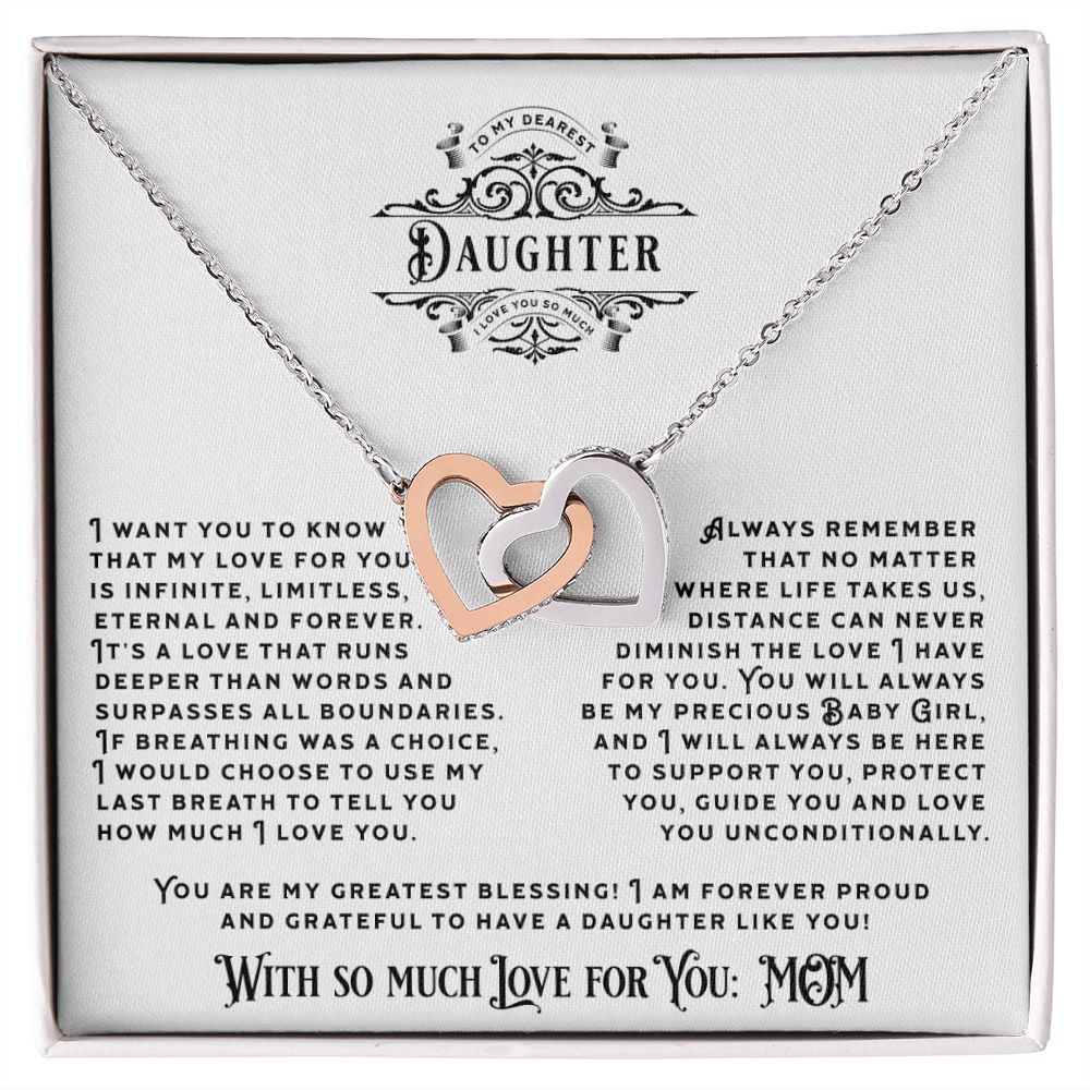 JGF Jewelry Gifts for Family: Double Heart Necklace Pendant with Crystal Zircon Jewelry Gift for Daughter from Mom