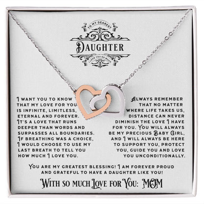 JGF Jewelry Gifts for Family: Double Heart Necklace Pendant with Crystal Zircon Jewelry Gift for Daughter from Mom