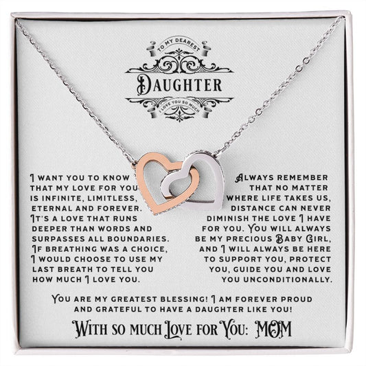 JGF Jewelry Gifts for Family: Double Heart Necklace Pendant with Crystal Zircon Jewelry Gift for Daughter from Mom