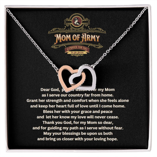 JGF Jewelry Gifts for Family |US Army Mom Double Hearts Necklace for Women | Thoughts and Prayers Gift Box Ideas