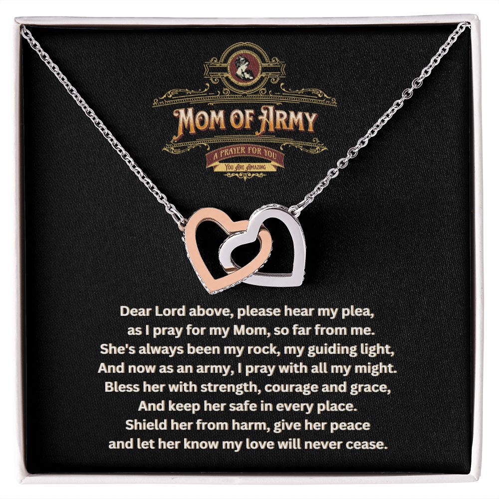 JGF Jewelry Gifts for Family | Double Heart Pendant Necklace for Mom of Army | Prayer Gift Ideas for Mother of Military