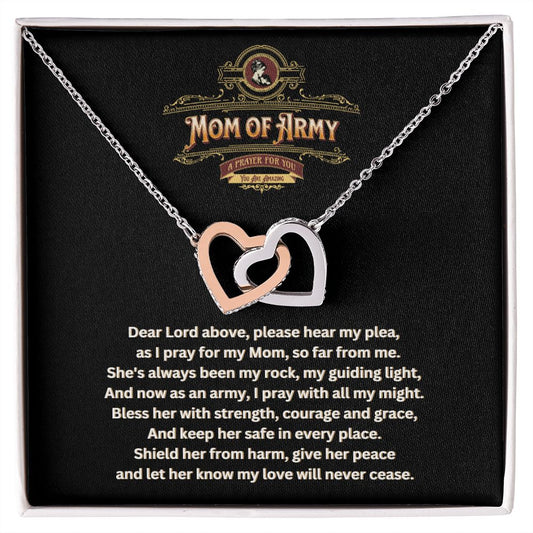 JGF Jewelry Gifts for Family | Double Heart Pendant Necklace for Mom of Army | Prayer Gift Ideas for Mother of Military