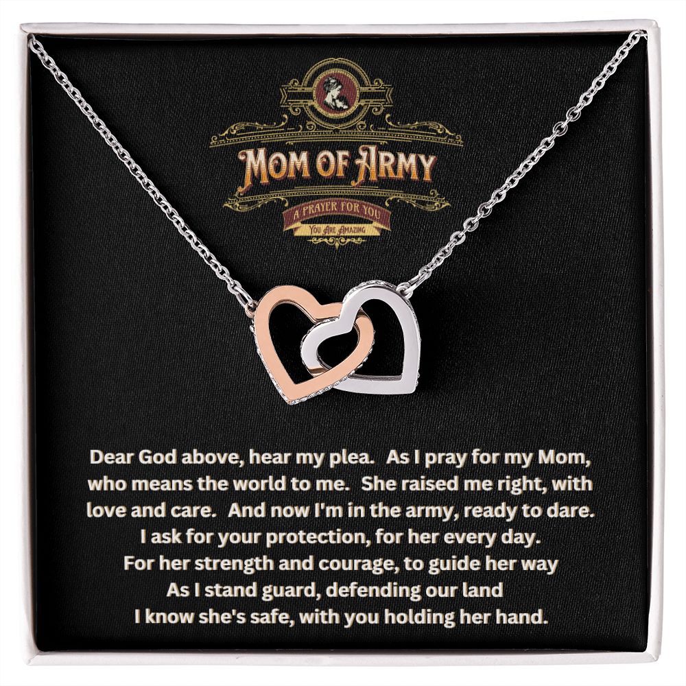 JGF Jewelry Gifts for Family | A Prayer for My Mom of Army  | Two Tone Hearts Pendant Necklace Gift Ideas