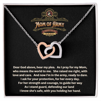 JGF Jewelry Gifts for Family | A Prayer for My Mom of Army  | Two Tone Hearts Pendant Necklace Gift Ideas