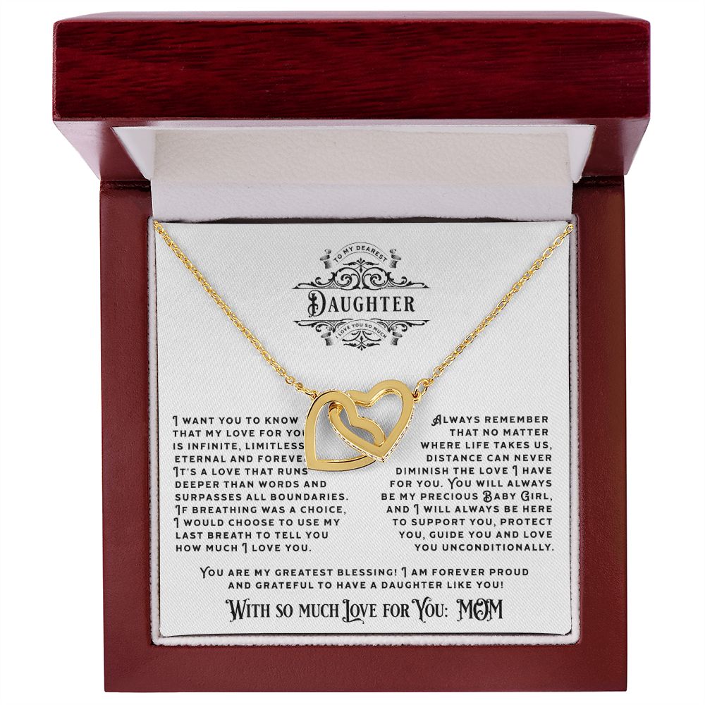 JGF Jewelry Gifts for Family: Double Heart Necklace Pendant with Crystal Zircon Jewelry Gift for Daughter from Mom