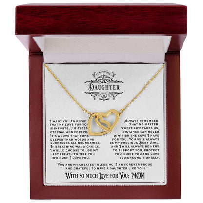 JGF Jewelry Gifts for Family: Double Heart Necklace Pendant with Crystal Zircon Jewelry Gift for Daughter from Mom