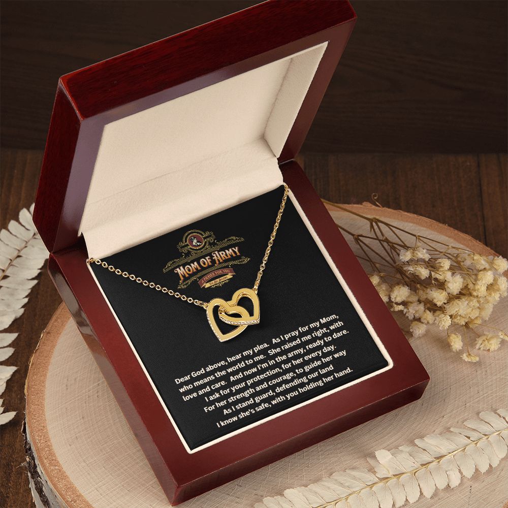 JGF Jewelry Gifts for Family | A Prayer for My Mom of Army  | Two Tone Hearts Pendant Necklace Gift Ideas