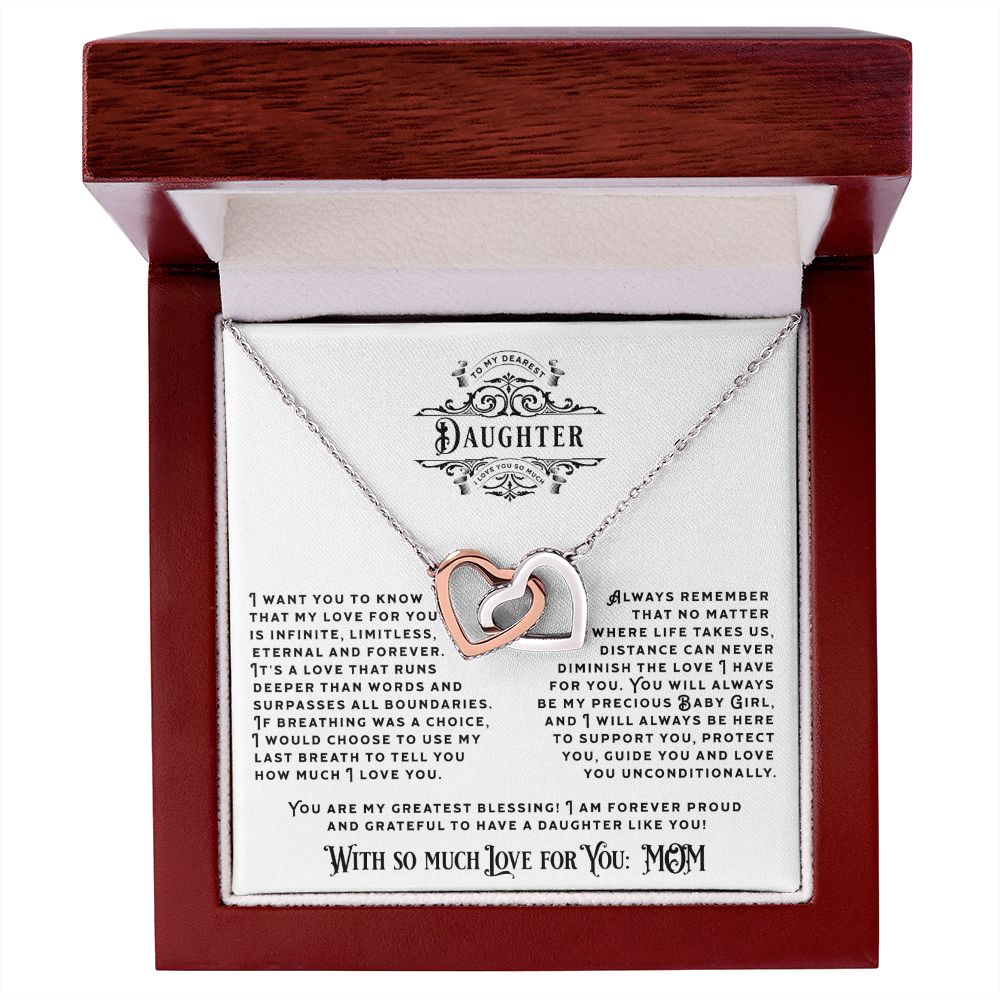 JGF Jewelry Gifts for Family: Double Heart Necklace Pendant with Crystal Zircon Jewelry Gift for Daughter from Mom