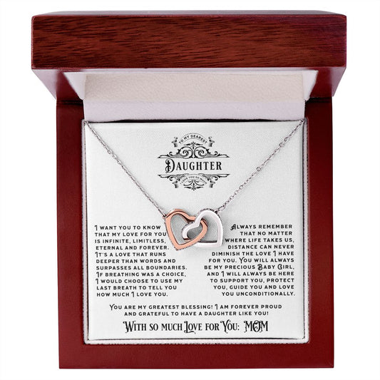 JGF Jewelry Gifts for Family: Double Heart Necklace Pendant with Crystal Zircon Jewelry Gift for Daughter from Mom