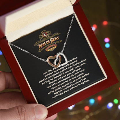 JGF Jewelry Gifts for Family |US Army Mom Double Hearts Necklace for Women | Thoughts and Prayers Gift Box Ideas