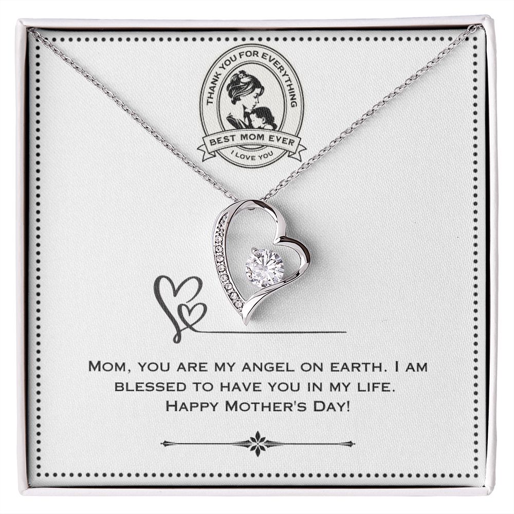 JGF Jewelry Gifts for Family - Simple Sterling Silver Heart Necklace for Mother's Day
