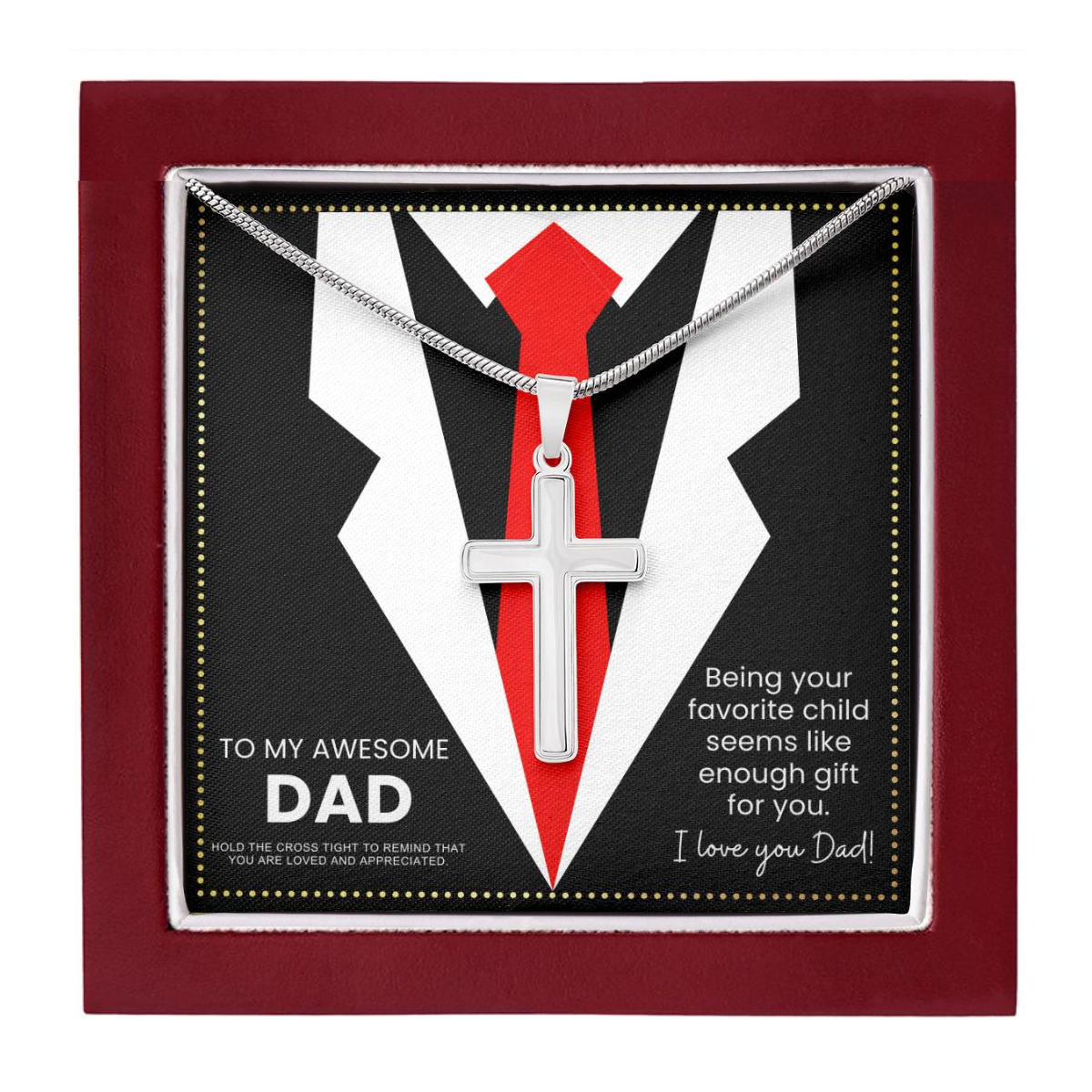 JGF Jewelry Gifts for Family Dad Funny Gifts From Son and Daughter Cross Silver Necklace For Men