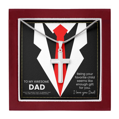 JGF Jewelry Gifts for Family Dad Funny Gifts From Son and Daughter Cross Silver Necklace For Men