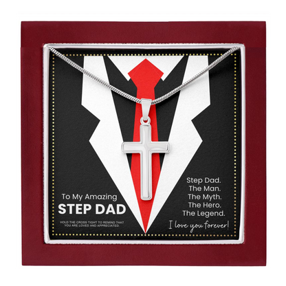 JGF Jewelry Gifts for Family To My Fathers Day Cross Necklace Presents From Daughter Step Dad