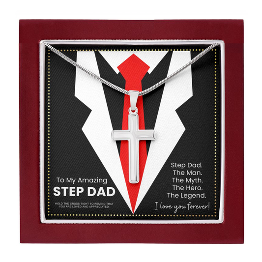 JGF Jewelry Gifts for Family To My Fathers Day Cross Necklace Presents From Daughter Step Dad