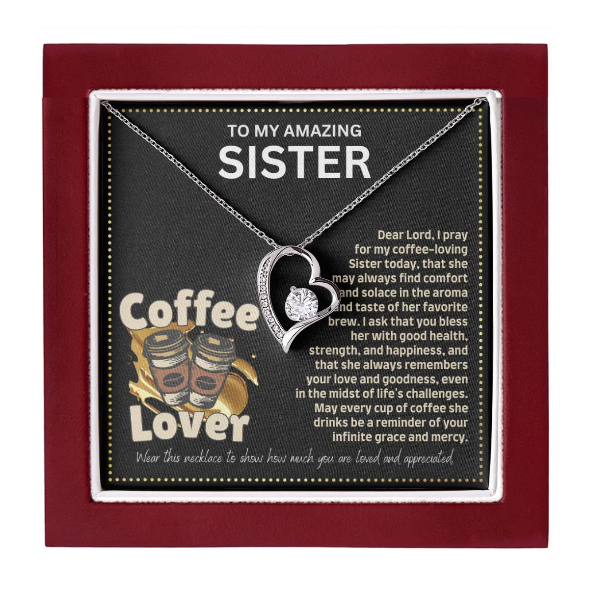 JGF Jewelry Gifts for Family I Love You Coffee Lover Sister Necklace from Brother