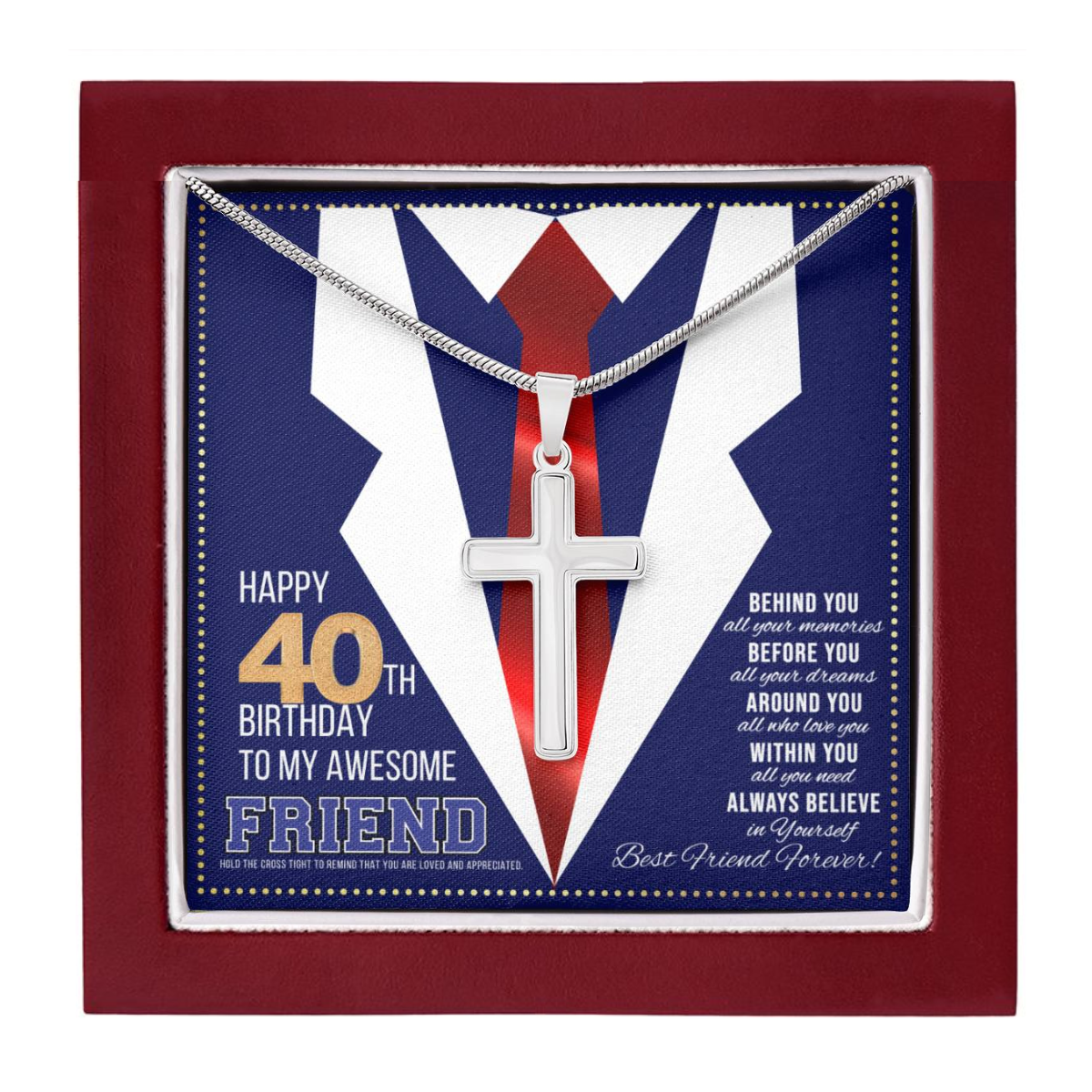 JGF Jewelry Gifts for Family Birthday Present For 40 Year Old Man Happy 40th Birthday Card for Best Friend