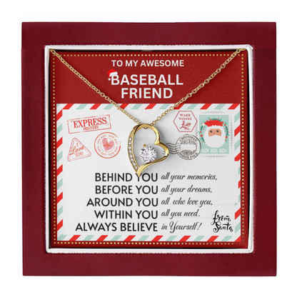 JGF Jewelry Gifts for Family Gift To My Bestie BFF Heart Necklace For Baseball Female Friend