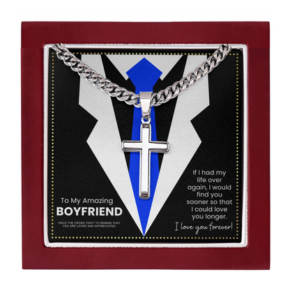 JGF Jewelry Gifts for Family Starling Silver Cross Necklace For Boyfriend