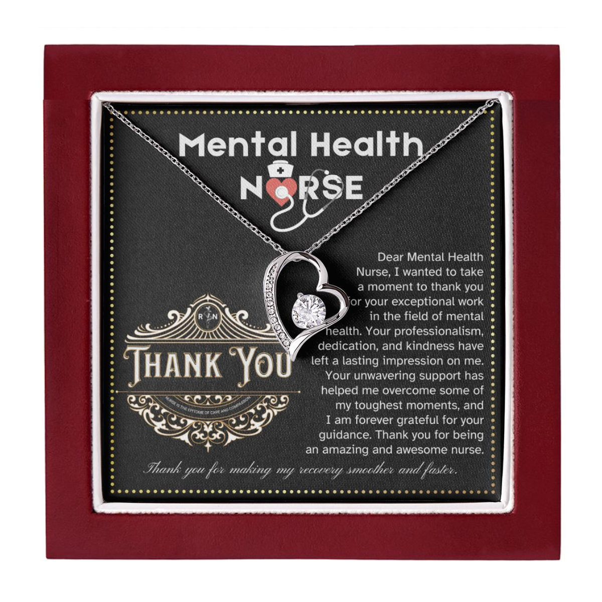 JGF Jewelry Gifts for Family Mental Health Thank You Card For Nurse