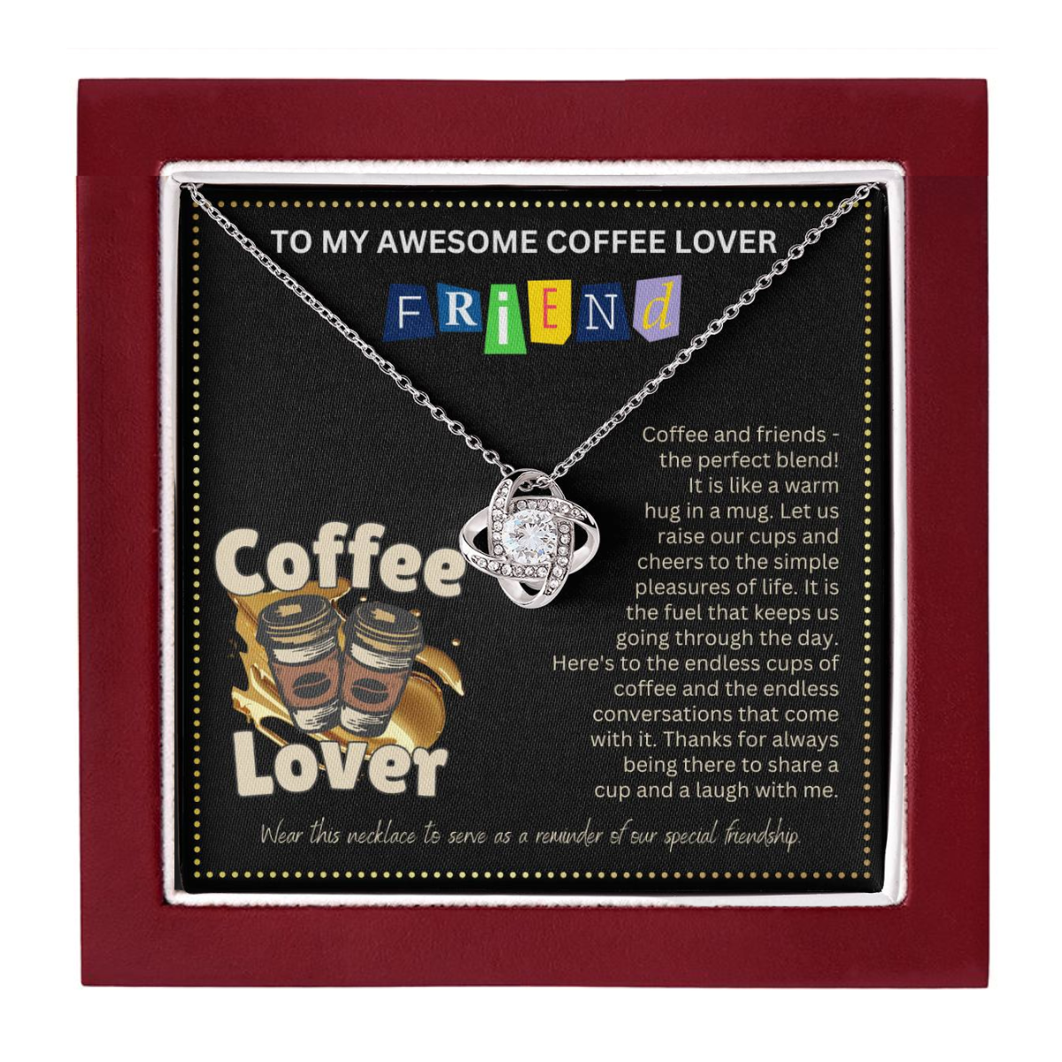 JGF Jewelry Gifts for Family Friendship Necklace for BFF Bestie No Coffee No Workee