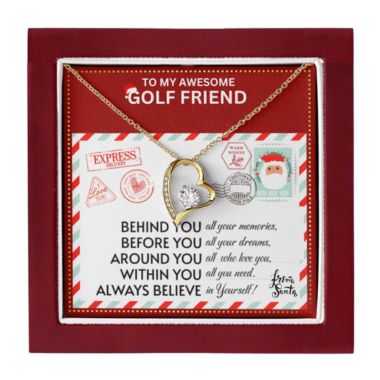 JGF Jewelry Gifts for Family To My BFF Bestie Heart Necklace For Golf Female Friend