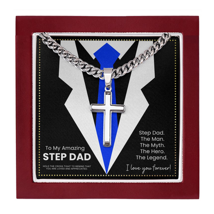 JGF Jewelry Gifts for Family To My Bonus Dad Cross Necklace Gifts From Kids Celtic For Men