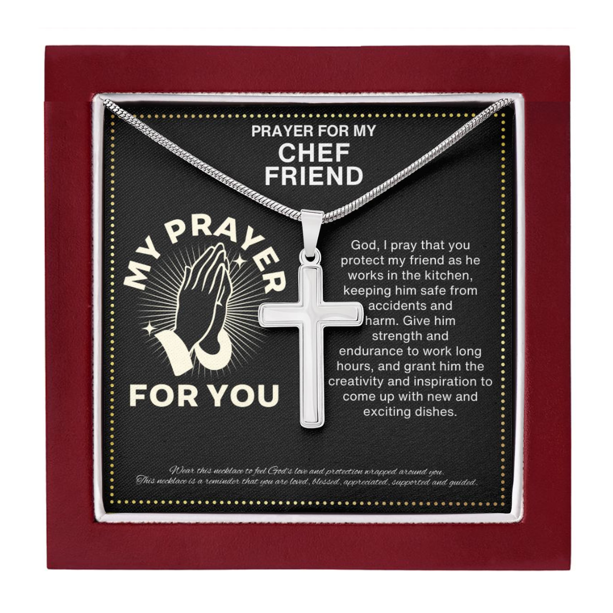 JGF Jewelry Gifts for Family Surprise Chef Friendship Cross Necklace For Men and Women