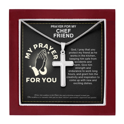JGF Jewelry Gifts for Family Surprise Chef Friendship Cross Necklace For Men and Women
