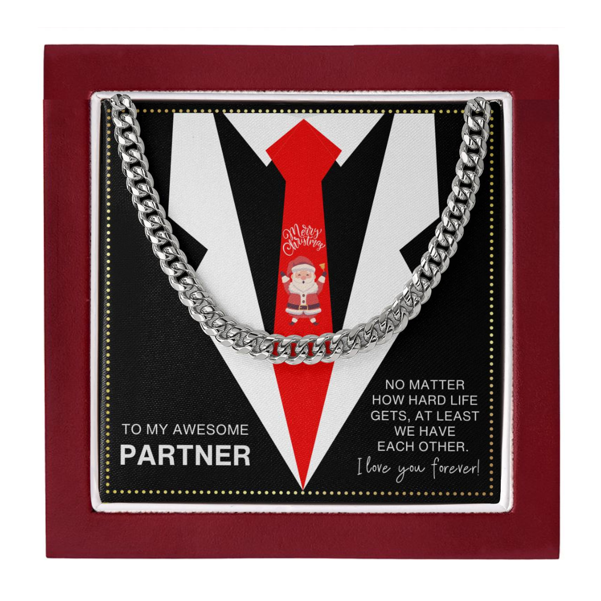 JGF Jewelry Gifts for Family To My Awesome Partner Necklace Presents And Christmas Card