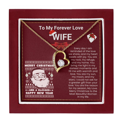 JGF Jewelry Gifts for Family Christmas Message Card For Wife Heart Shaped Pendant Necklace Sterling Silver