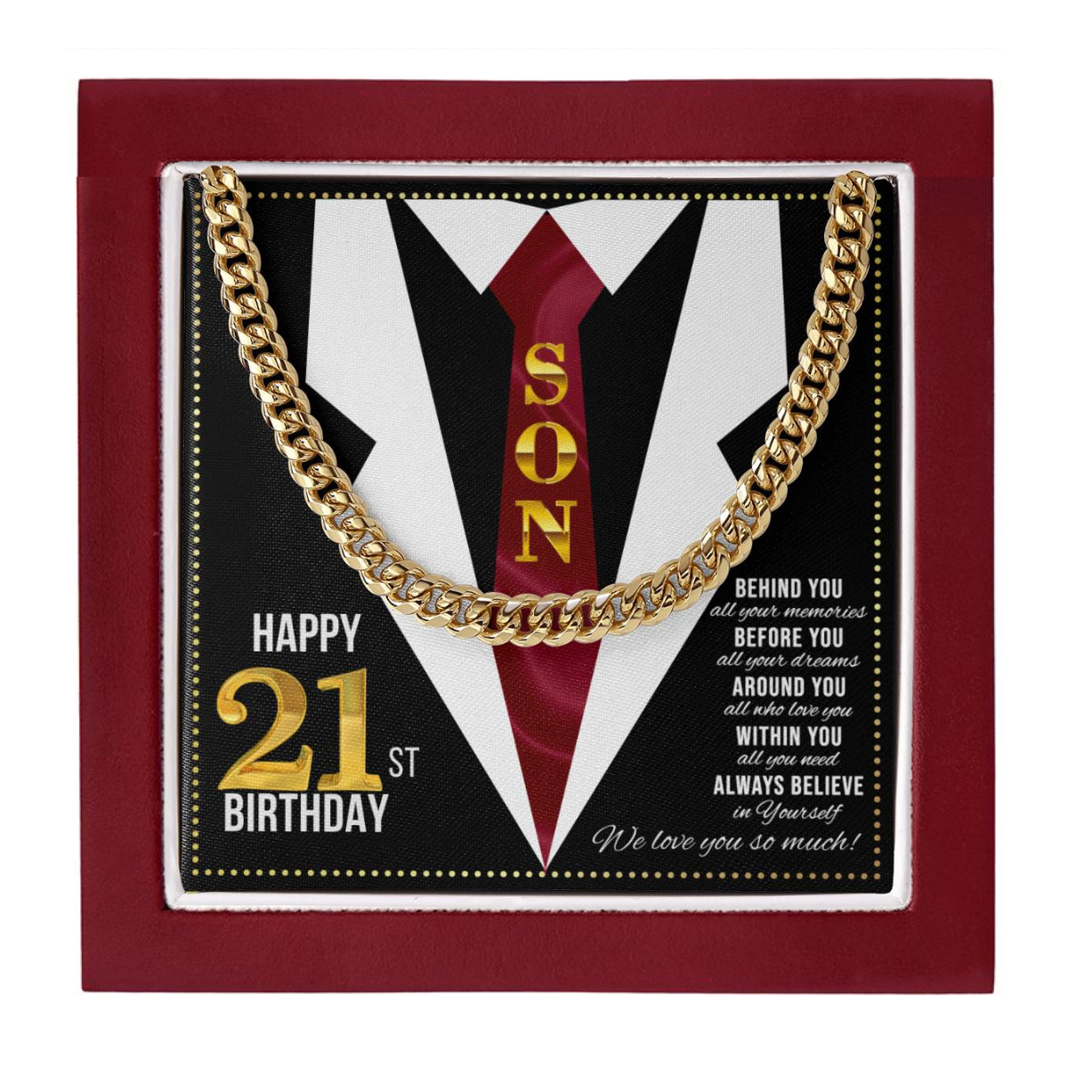 JGF Jewelry Gifts for Family Happy 21st Birthday Card Gifts For My Son From Mom and Dad Present for 21 Year Old