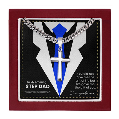 JGF Jewelry Gifts for Family To My Step Dad Cross Necklace For Men