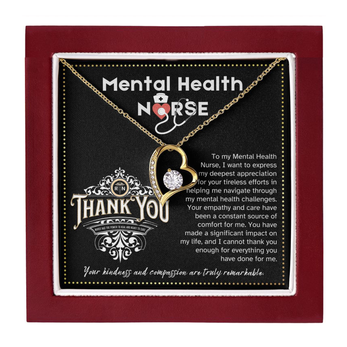 JGF Jewelry Gifts for Family Thank You Gifts Mental Health Single Nurses Heart Necklace