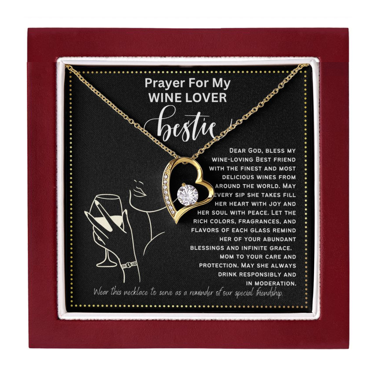 JGF Jewelry Gifts for Family I love Wine Necklace For My Wine Lover BFF Bestie Friend