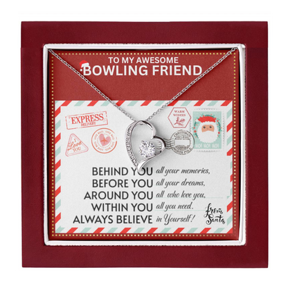 JGF Jewelry Gifts for Family Gift To My Bestie BFF Heart Necklace For Bowling Female Friend Long Distance
