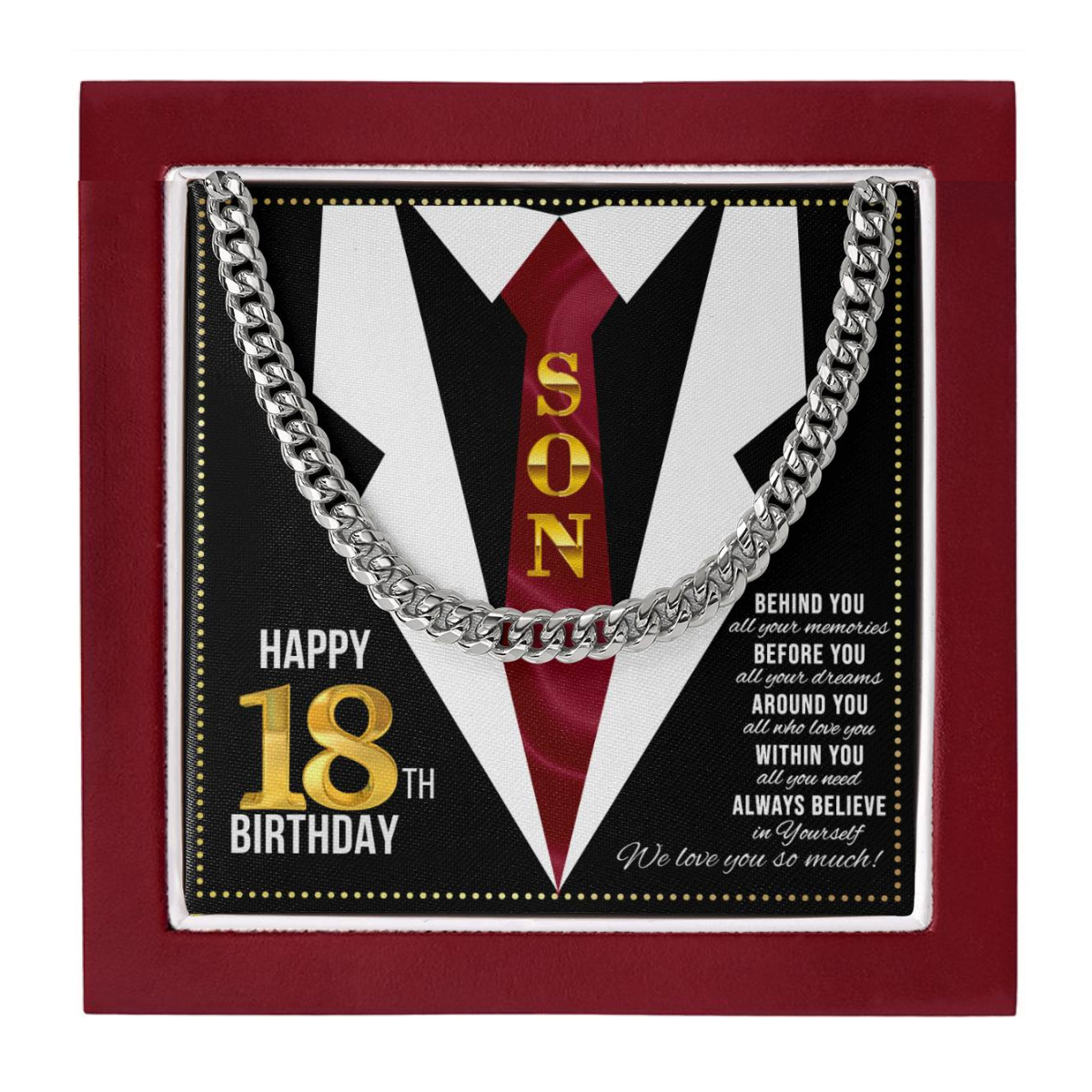 JGF Jewelry Gifts for Family Happy 18th Birthday Card For Son Present For My 18 Year Old Son Boy