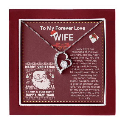 JGF Jewelry Gifts for Family Christmas Message Card For Wife Heart Shaped Pendant Necklace Sterling Silver