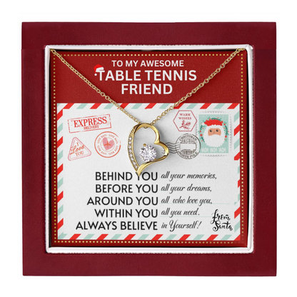 JGF Jewelry Gifts for Family To My BFF Bestie Heart Necklace For Table Tennis Female Friend