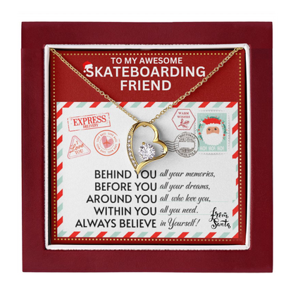 JGF Jewelry Gifts for Family To My BFF Bestie Heart Necklace Gift For Skateboarding Adult Female Friend