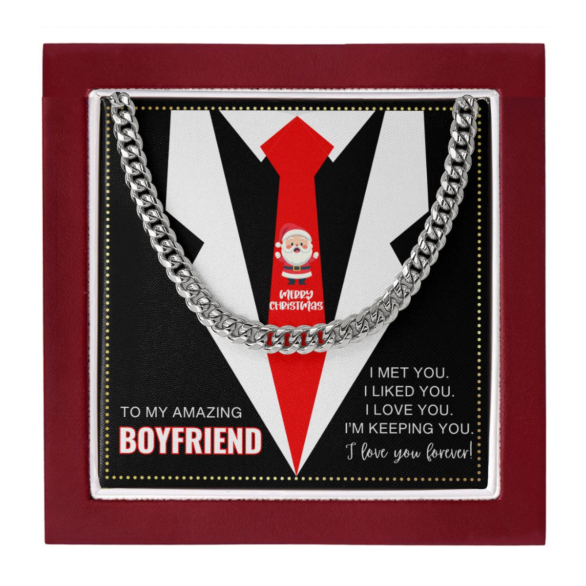 JGF Jewelry Gifts for Family Cuban Chain Necklace To My Amazing Boyfriend on Christmas Day