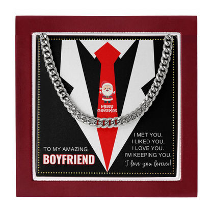 JGF Jewelry Gifts for Family Cuban Chain Necklace To My Amazing Boyfriend on Christmas Day
